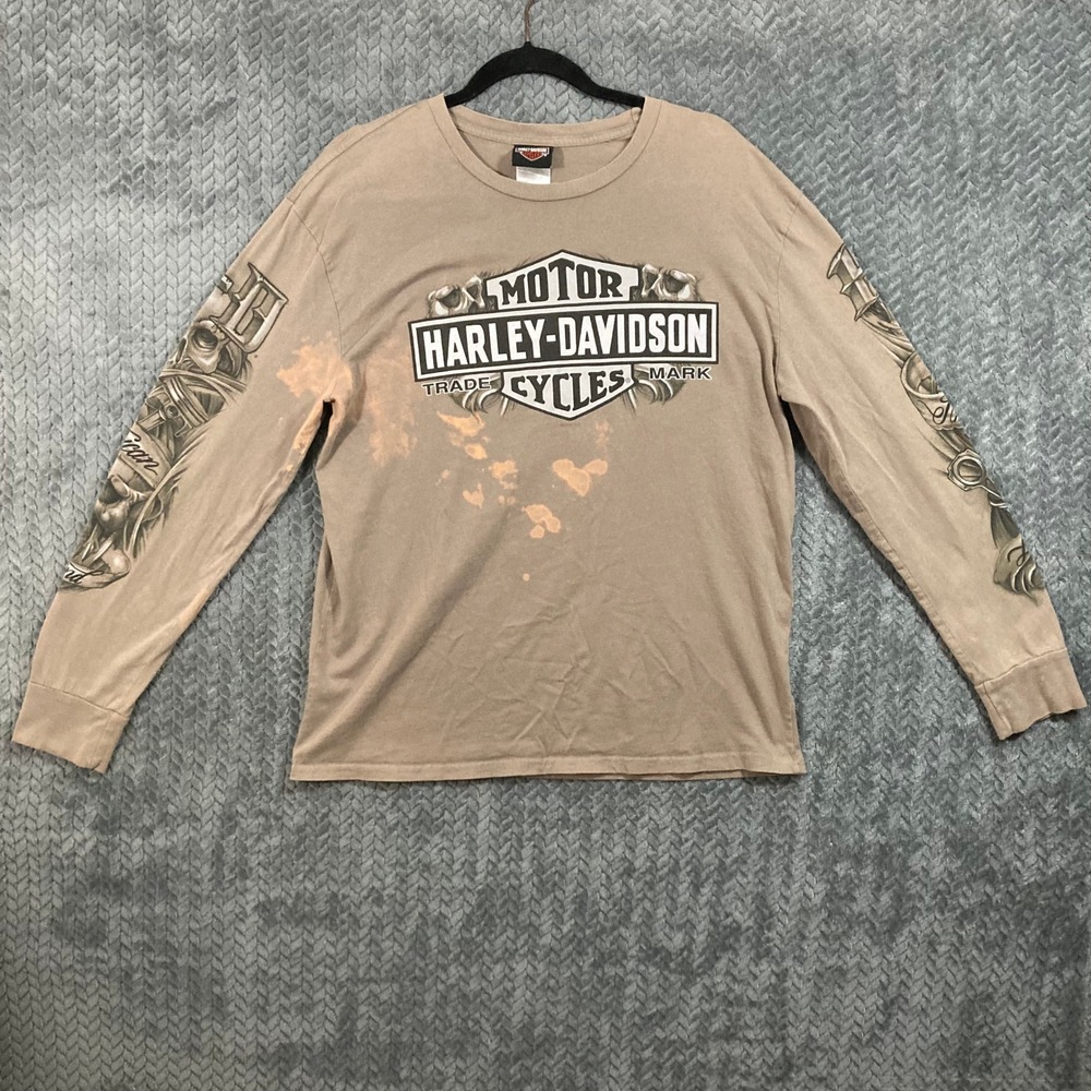 Harley-Davidson T-Shirt Mens M Cancun Mexico Tan Distressed Graphic Faded